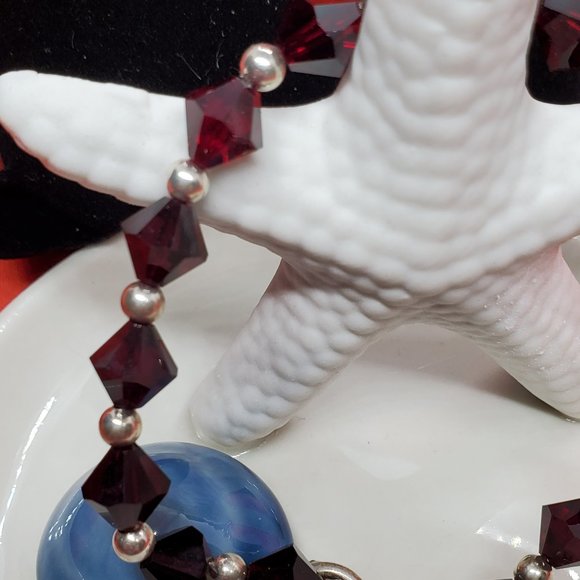 Genuine Swarovski Garnet Crystal Toggle Bracelet with One Day at Time Charm - Picture 7 of 9